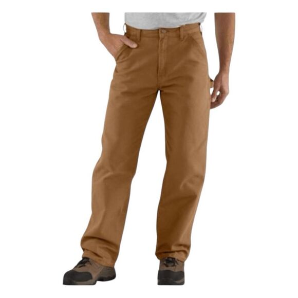 Carhartt Loose Fit High-Rise Washed Duck Work Dungaree Pants Carhartt Brown B11 - Picture 1 of 8